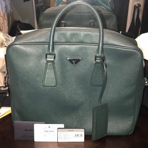 PRADA Saffiano Borsa da Viaggio in Smeraldo/Green